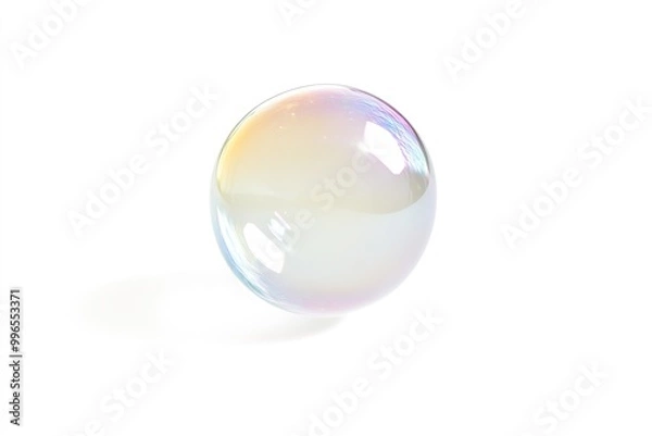 Obraz Translucent soap bubble floating on white