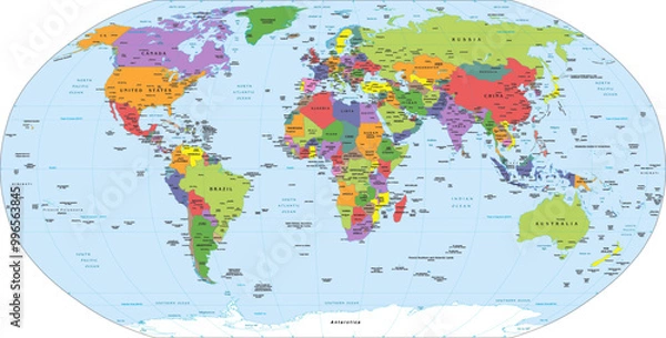 Fototapeta Political world map Robinson projection