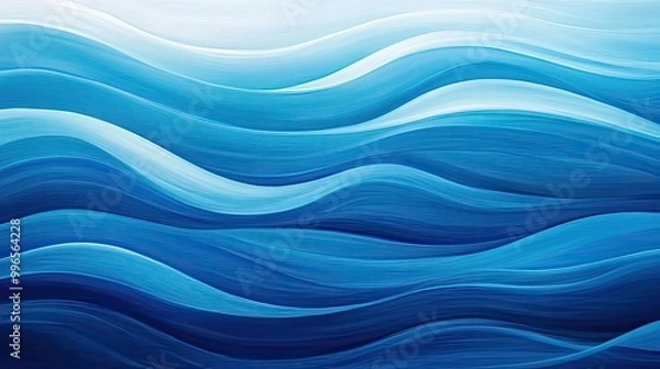 Fototapeta A serene wave pattern in various shades of blue, creating a calming oceanic effect perfect for backgrounds or art projects.