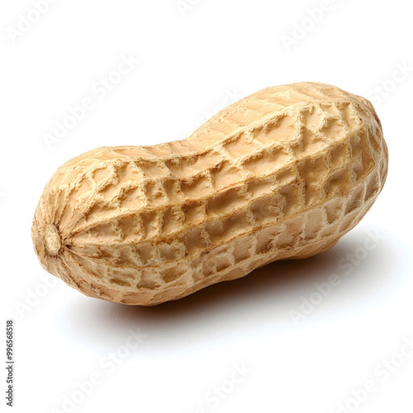 Fototapeta Unpeeled peanut isolated on white background