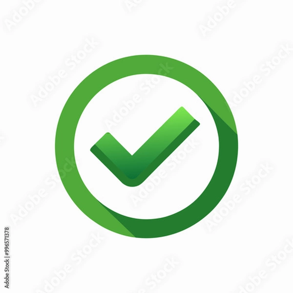 Fototapeta Checkbox checked tick box poll vote round circle icon vector symbol, check mark green checkmark isolated on white background, checked icon or correct choice sign, pictogram