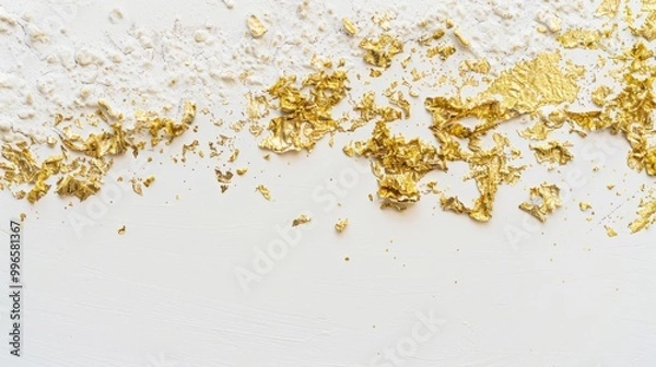 Fototapeta Abstract white background with strokes of gold paint
