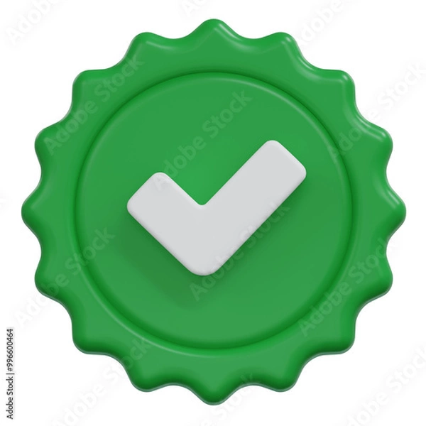 Obraz green check mark verified label 3d render illustration