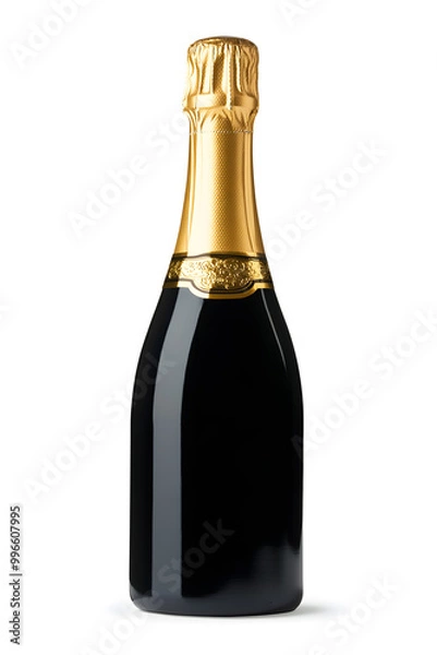 Fototapeta Realistic bottle of champagne mock up isolated over white background