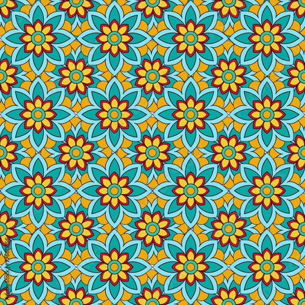 Fototapeta Colorful floral pattern art vector illustration