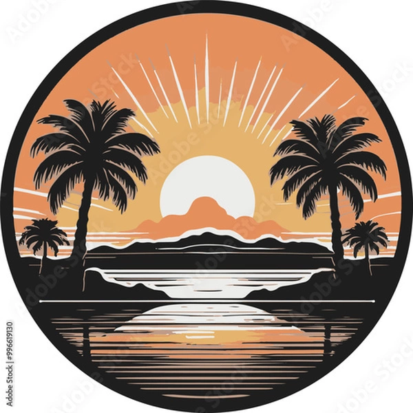 Fototapeta トロピカルサンセットのシンボルマーク_04