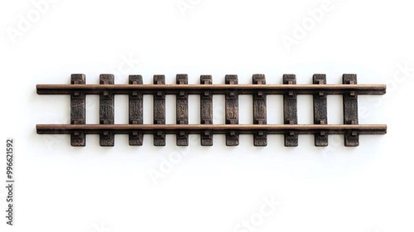 Obraz 3d Railway rails  top view isolated on white background