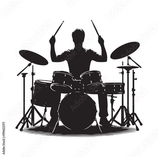 Obraz Drummer Silhouette, Vector Illustration