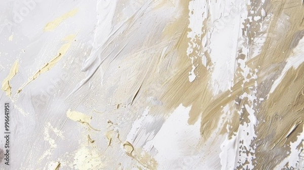 Obraz Abstract background with strokes of white and gold paint
