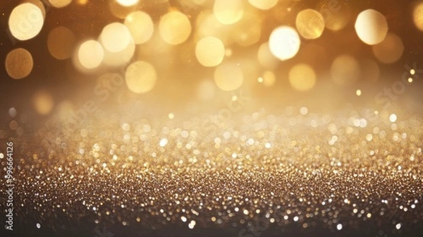 Fototapeta A shimmering gold glitter backdrop featuring a row of sparkling gold glitter