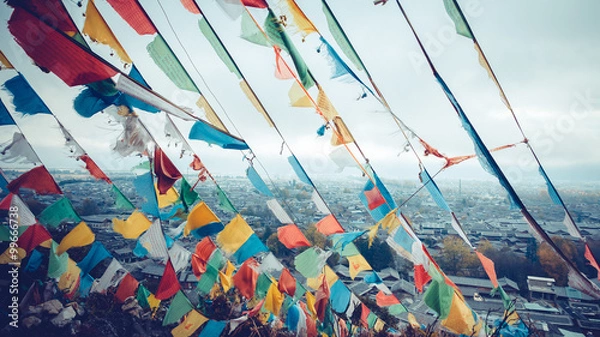 Obraz Tibet flags
