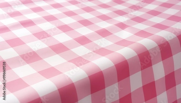 Obraz pink and white check tablecloth fabric background