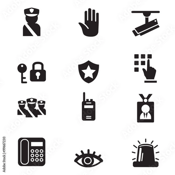 Fototapeta Silhouette security icons set