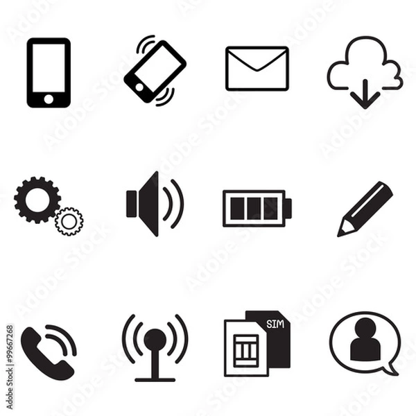 Fototapeta smartphone basic app icons set