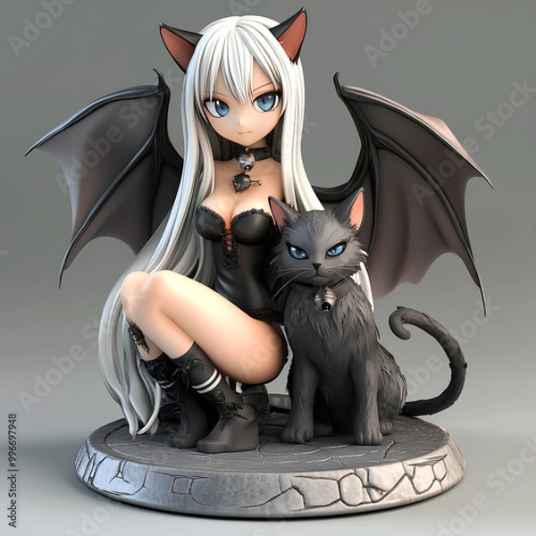 Obraz girl with a cat