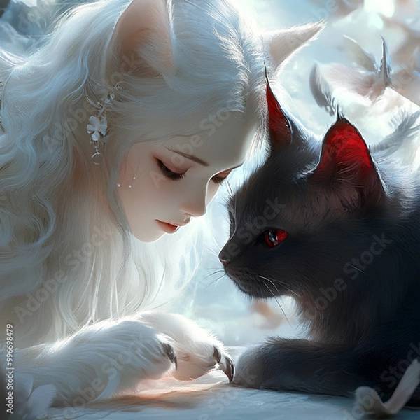 Obraz girl with a cat