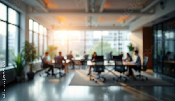 Fototapeta Blurred professional workspace, office background.