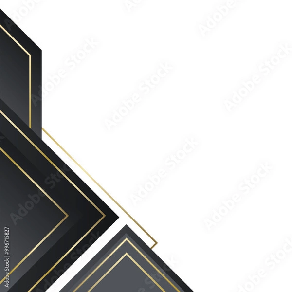 Obraz Elegant geometric corner border with black and gold decorative