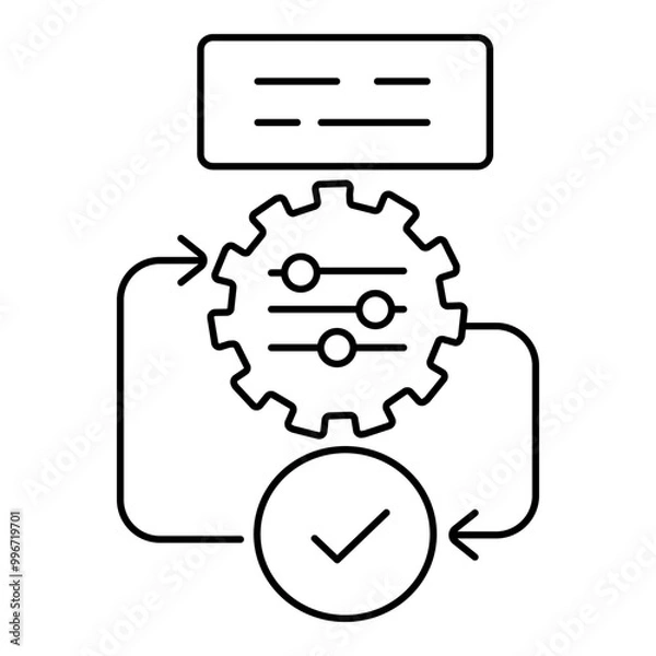Fototapeta Multi-Prompt Coordination Icon. Representing AI Prompt Collaboration. Multiple Input Handling. System Prompt Coordination. AI Workflow Synchronization. Vector Editable icon.
