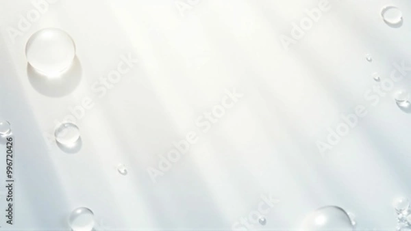 Obraz 白い背景の上に輝く光を乱反射したクリアな水の雫　Clear water drops with diffused reflection of shining light on a white background