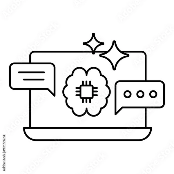Fototapeta Conversational AI Workflow Icon. Representing AI Workflow Automation. System Dialogue Management. AI Conversation Processing. User Interaction Automation. Vector Editable icon.