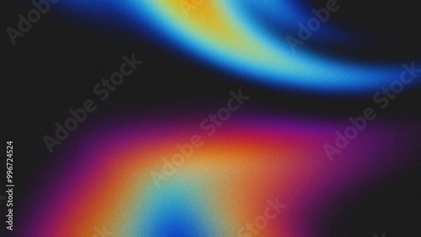 Fototapeta Psychedelic, grainy gradient background banner in rainbow shades of red, blue, yellow, orange, and purple with a noisy texture, perfect for poster headers and backdrop designs.
