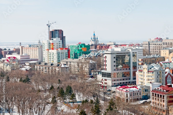 Obraz Khabarovsk, Russia. Founded in 1858, Khabarovsk is the second largest city and the administrative center of the Russian Far East, located 30 kilometers from the Chinese border