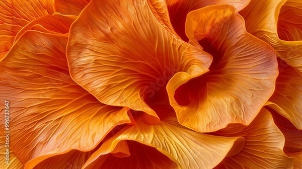Fototapeta Delicate abstract floral design featuring bright orange petals and intricate textures