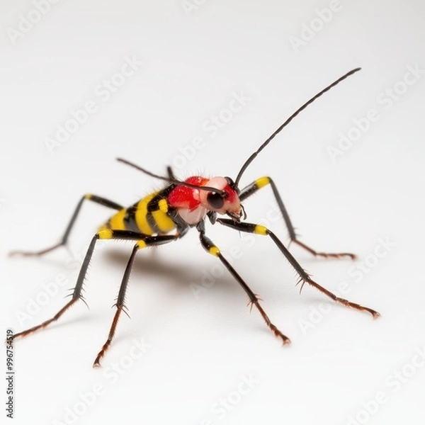 Fototapeta a red and yellow bug with black stripes