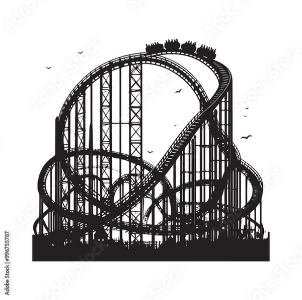 Obraz Roller Coaster Silhouette Vector illustration