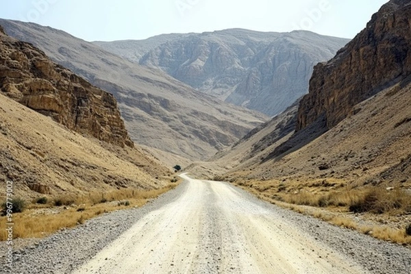 Fototapeta A wide road leading to the mountains.