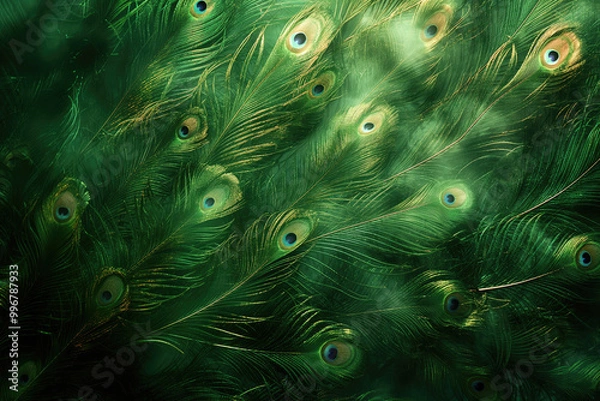 Fototapeta Abstract peacock feathers texture background.