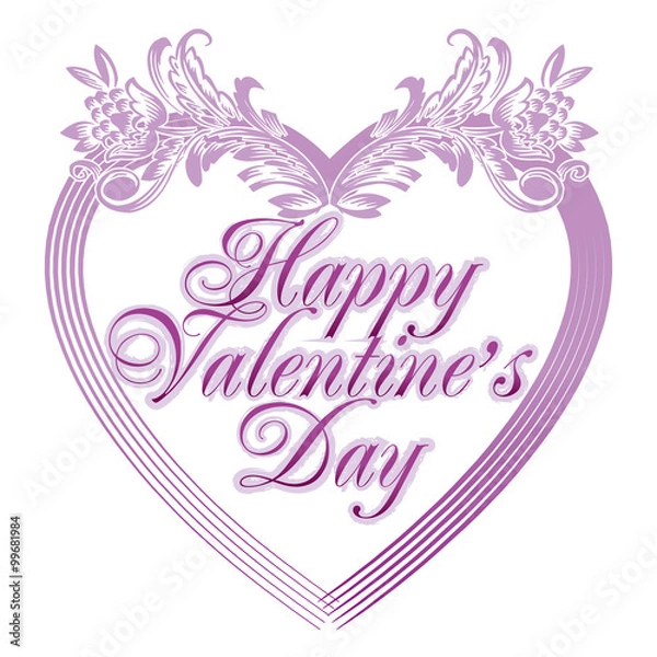 Fototapeta Happy Valentine's Day Card with heart vector illustration