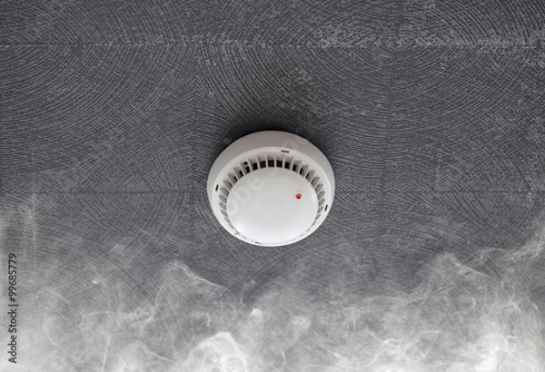 Fototapeta smoke detector installed on ceiling