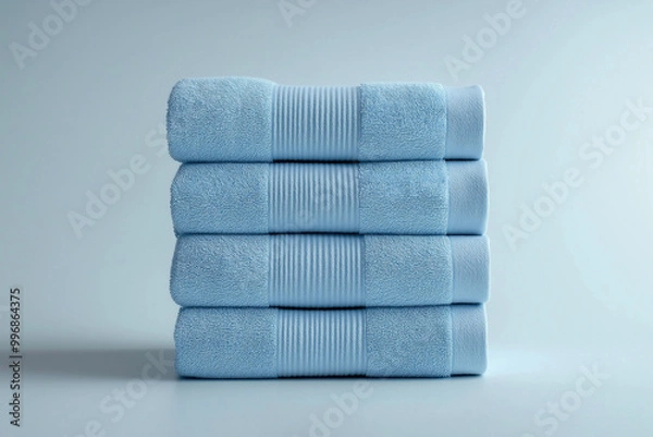 Fototapeta Premium blue towels on white background, high-quality textile essentials, professional presentation, textile concept