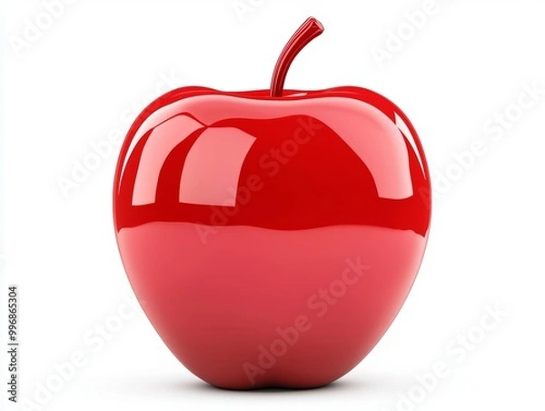 Obraz A single ripe apple with a glossy finish, isolated on a white background