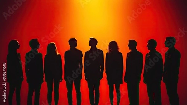 Fototapeta A professional vocal ensemble performing with a minimalist background for text.