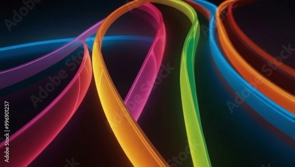 Obraz Curved line of colorful lights.