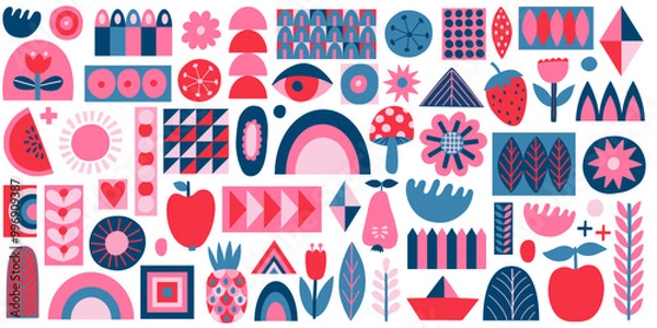 Fototapeta Set of abstract elements flat vector illustration