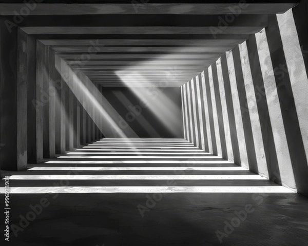 Fototapeta Intriguing abstract composition featuring black and white shadows in dynamic play of light