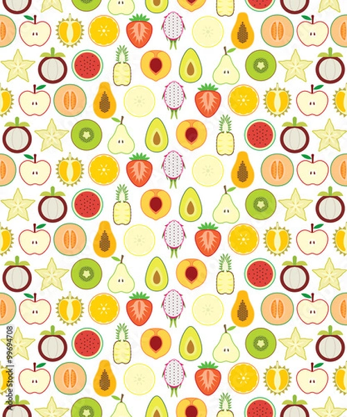 Fototapeta Half fruits seamless pattern for your design