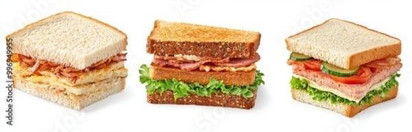 Fototapeta The background of a transparent image has been used to isolate fresh sandwiches with various fillings