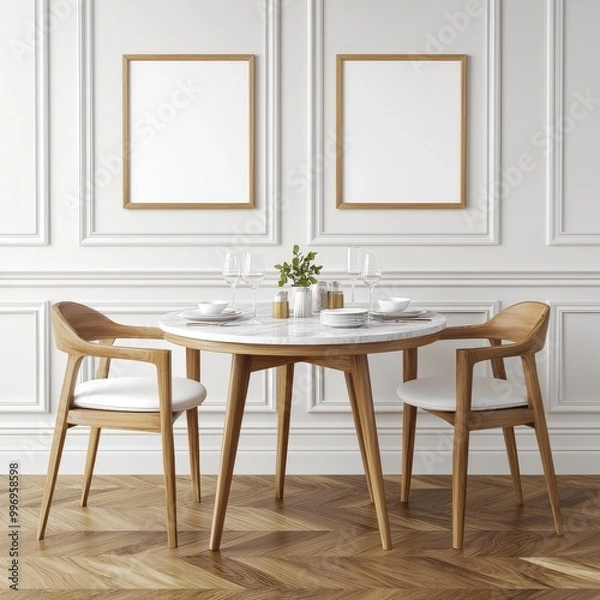 Fototapeta This is a frame mockup, ISO A paper size. It is a poster mockup as well as an interior mockup with a house background. The interior is modern and stylish.