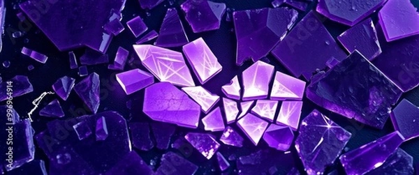 Fototapeta Shattered Crystal with Neon Fractures for Digital Screen Backgrounds