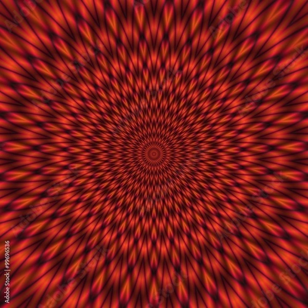 Fototapeta Abstract red illustration of hypnotic bright tunnel