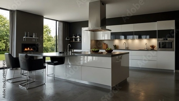 Fototapeta Modern kitchen interior design.
