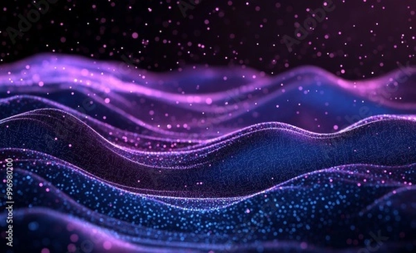 Obraz In cyberspace, private information, data flow, digital generation, electronic fields, processed data waves, big data analytics, 3D illustrations, big data analytics