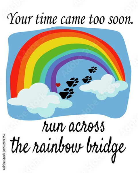 Fototapeta Thank you card for lost pet, kind phrase in memory of an animal
