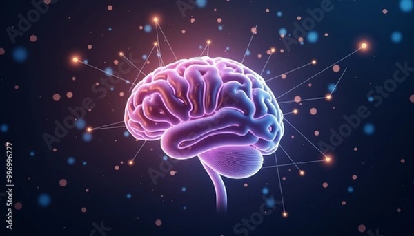 Fototapeta Artificial Intelligence Brain with Futuristic Neural Networks