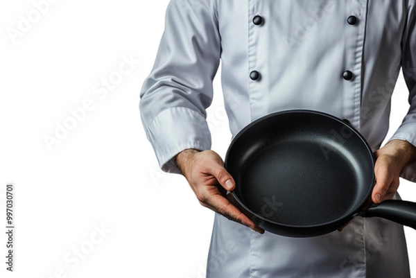 Fototapeta chef holding pan